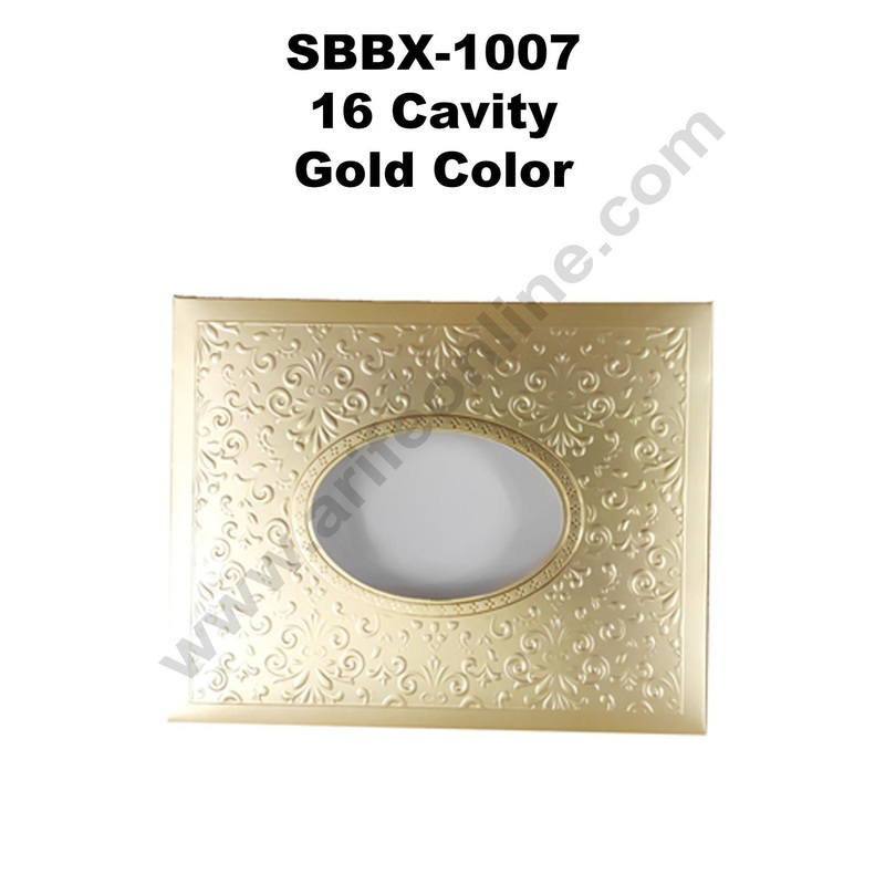 Cake Decor Gold Color 16 Cavity Window Cardboard Paper Chocolate Boxes Candy Boxes (Pack of 10pcs)