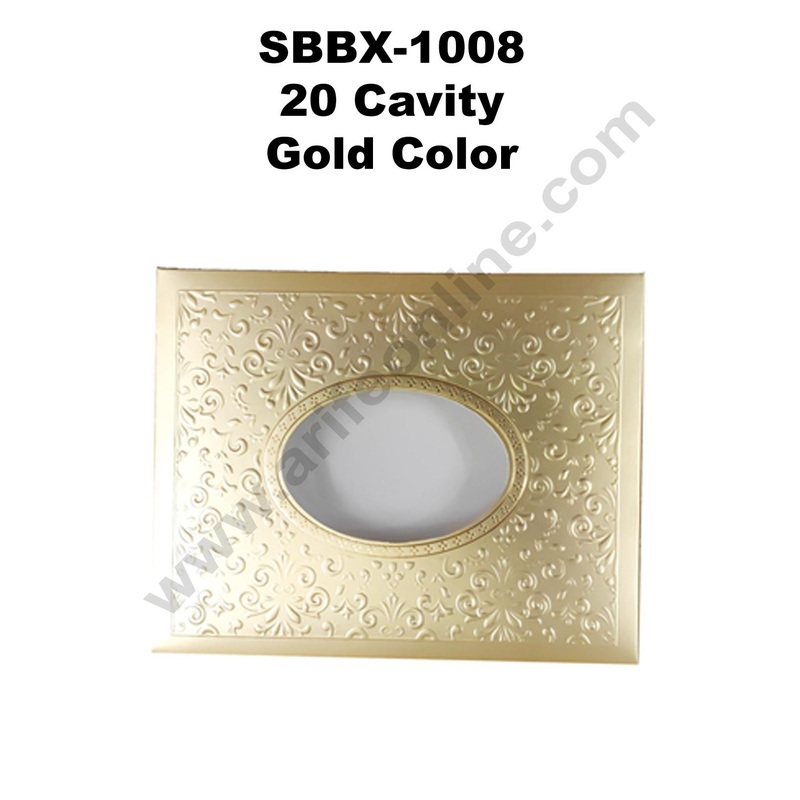 Cake Decor Gold Color 20 Cavity Window Cardboard Paper Chocolate Boxes Candy Boxes (Pack of 10pcs)