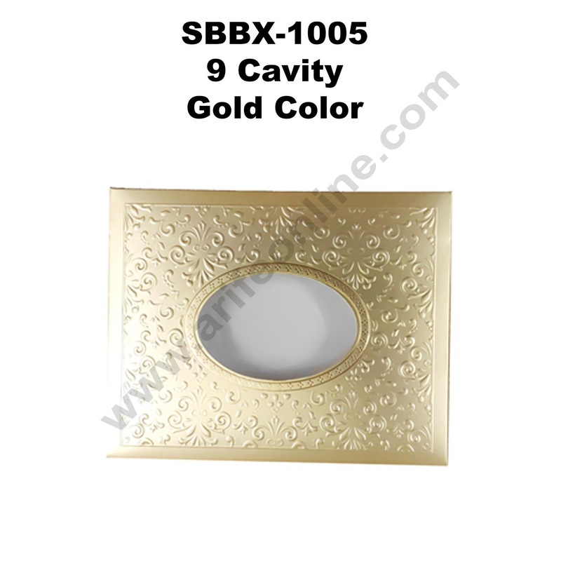 Cake Decor Gold Color 9 Cavity Window Cardboard Paper Chocolate Boxes Candy Boxes (Pack of 10pcs)