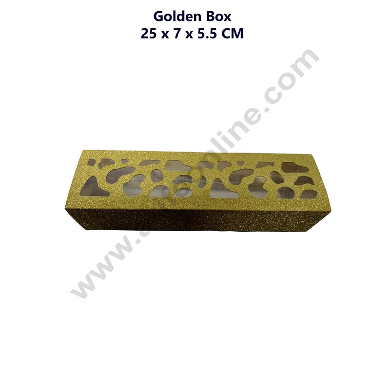 Cake Decor Golden Chocolate Boxes with Die Cut window Cardboard Paper Chocolate Boxes Chocolate Gift (Pack of 10pcs)