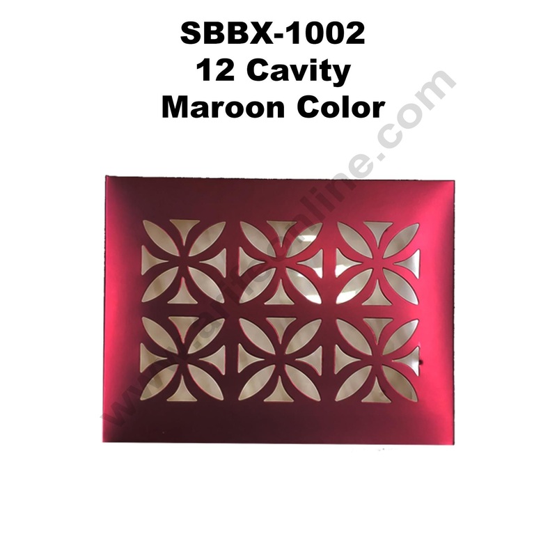 Cake Decor Maroon Color 12 Cavity Cardboard Paper Chocolate Boxes Candy Boxes Chocolate Gift Sweet Box (Pack of 10pcs)