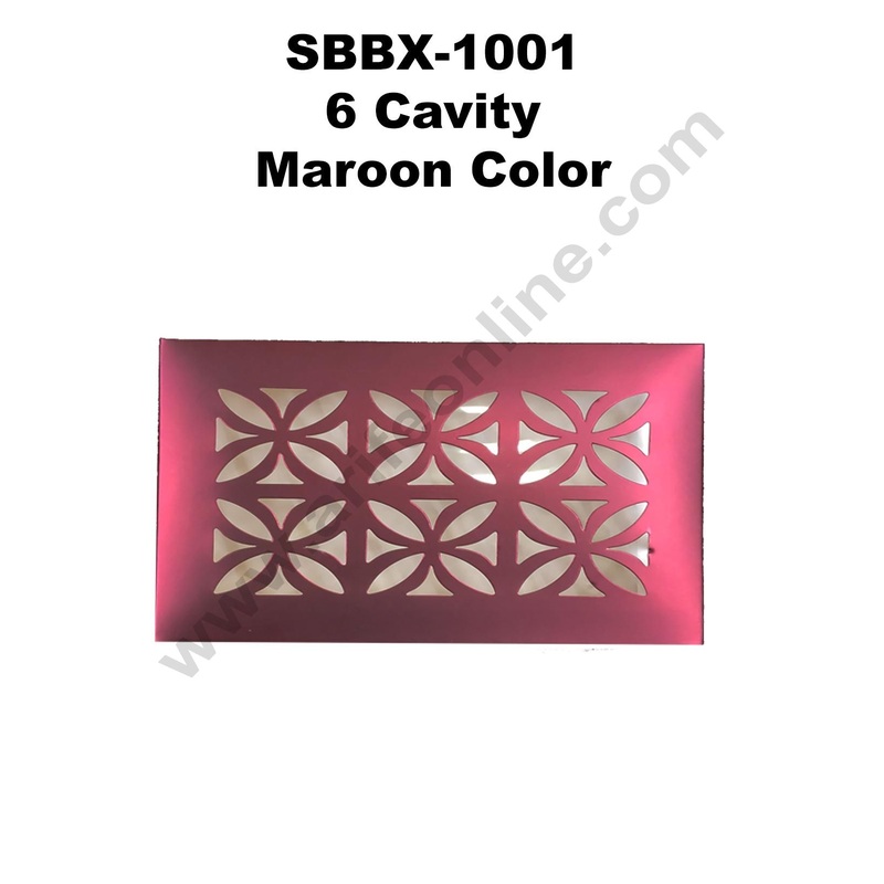 Cake Decor Maroon Color 6 Cavity Cardboard Paper Chocolate Boxes Candy Boxes Chocolate Gift Sweet Box (Pack of 10pcs)