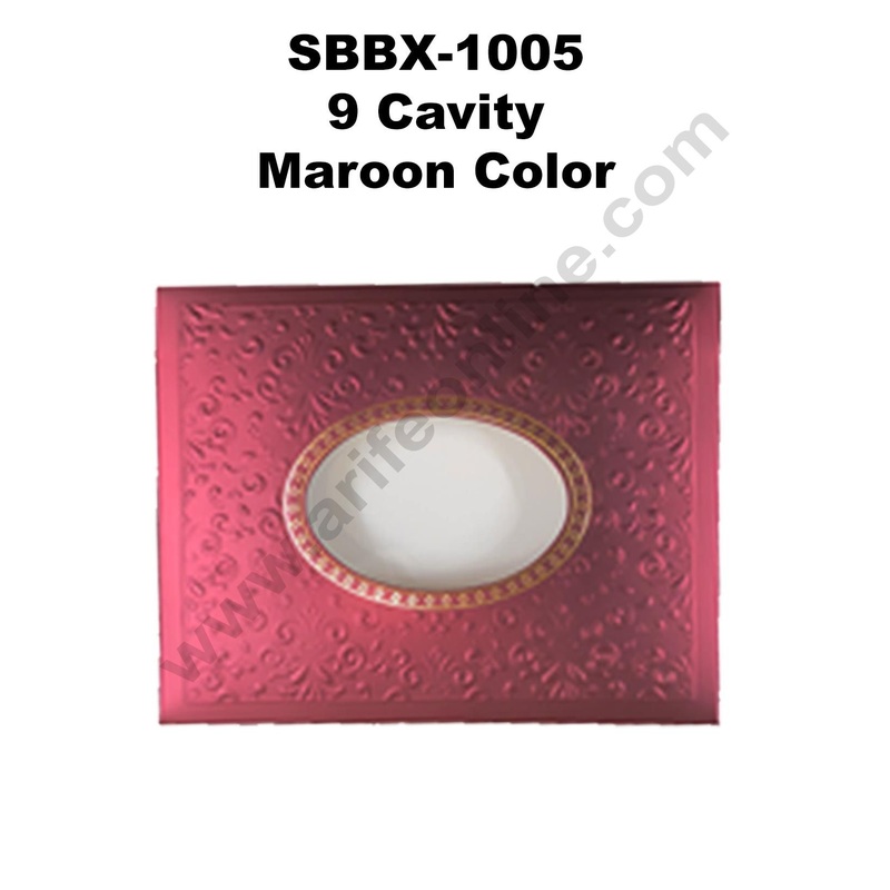 Cake Decor Maroon Color 9 Cavity Window Cardboard Paper Chocolate Boxes Candy Boxes (Pack of 10pcs)