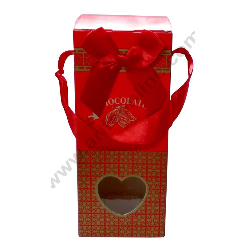 Cake Decor Red Clear Heart Window Cardboard Paper Chocolate Boxes Chocolate Gift Sweet box Dry Fruits (Pack of 10pcs)