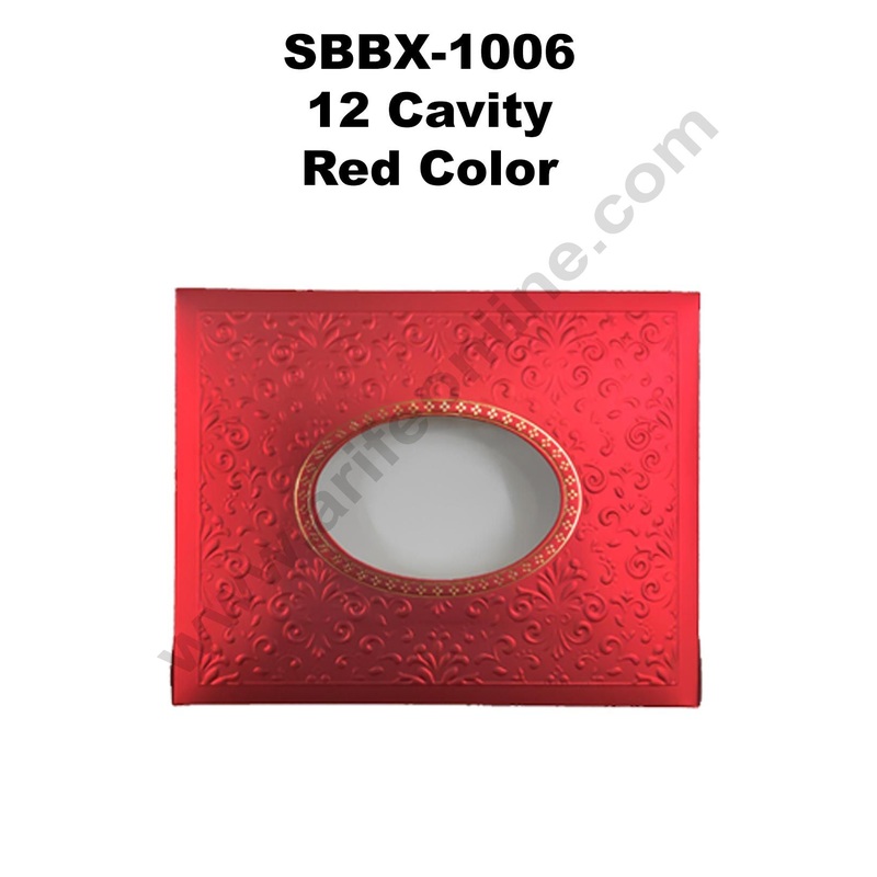Cake Decor Red Color 12 Cavity Window Cardboard Paper Chocolate Boxes Candy Boxes (Pack of 10pcs)