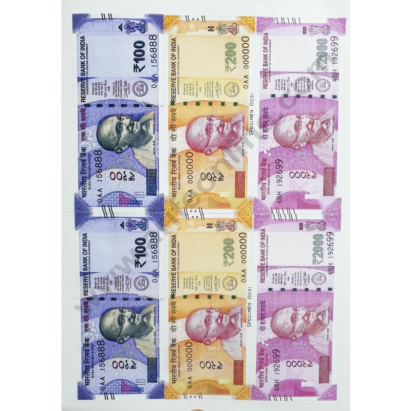 Cake Decor Rupees Notes Bills Chocolate Sticker (A4 Size Sheet)
