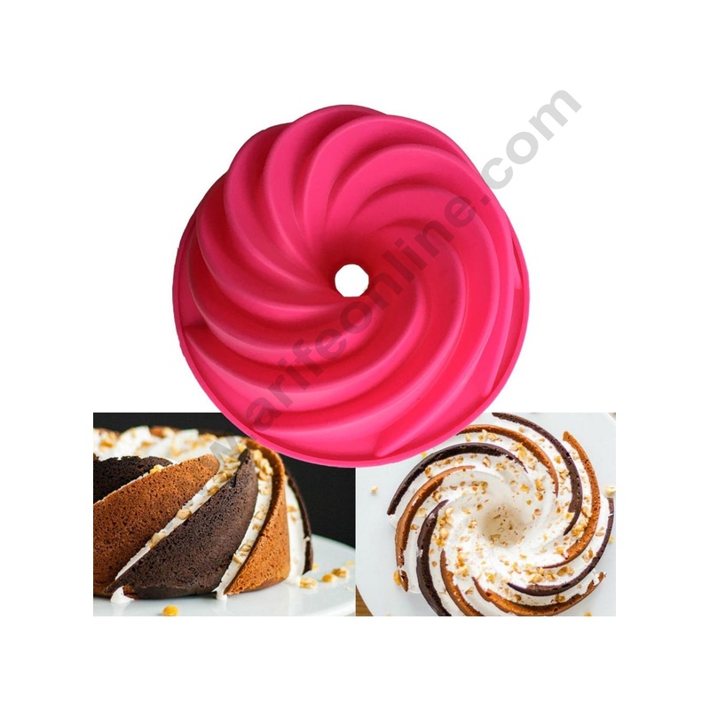 CAKE DECOR Silicone Round Swirl Bundt Cake Mould - 2 Kg Cake Decor Bakeware for Perfect Baking & Decoration