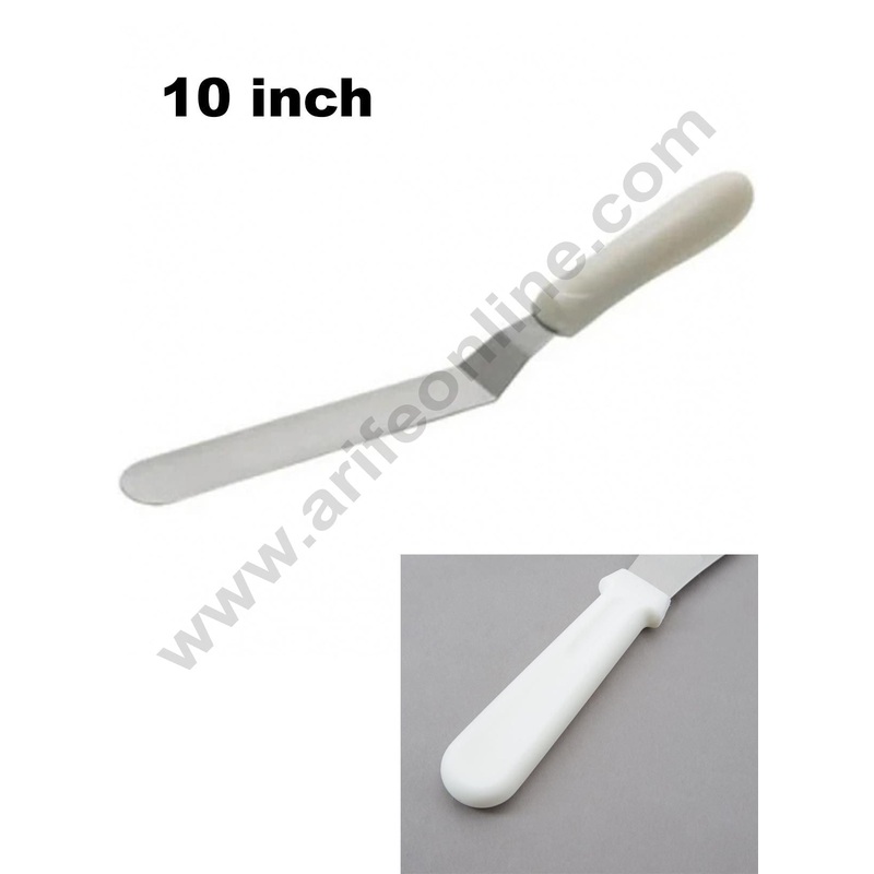 Cake Decor White Handle Stainless Steel Cake Angular Bent Palette Knife Icing Spatula - 10 inch/ 1 Piece