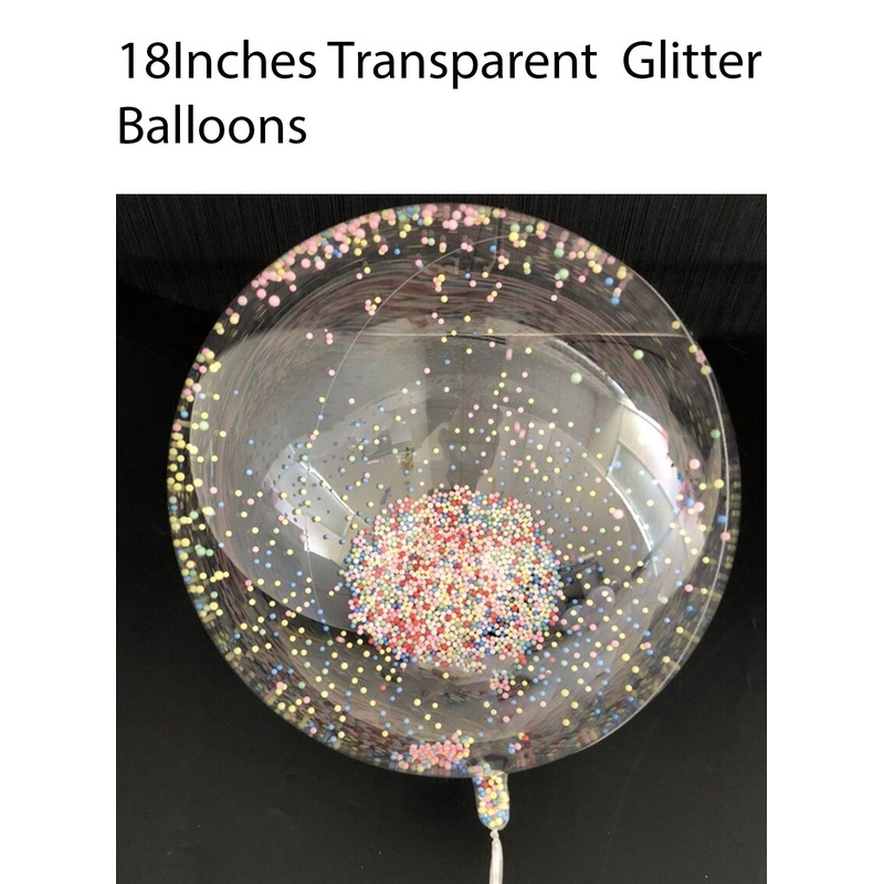 Cake Decor 18inch transparent Bobo Balloon with Ball Confetti (Pack of 1pcs)