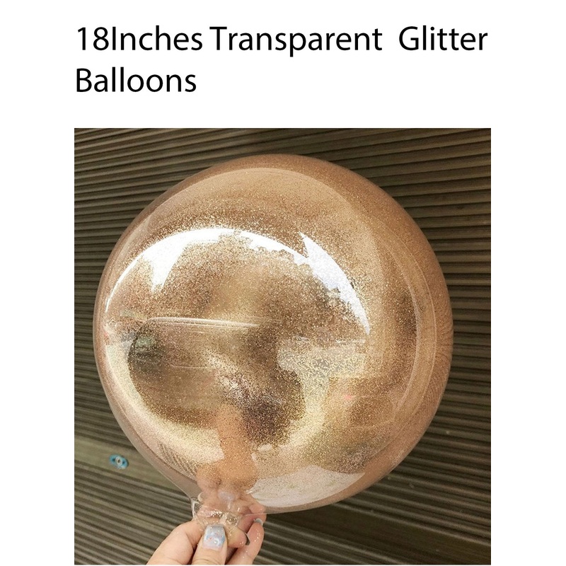 Cake Decor 18inch Transparent Bobo Balloon with Copper Glitter(Pack of 1pcs)