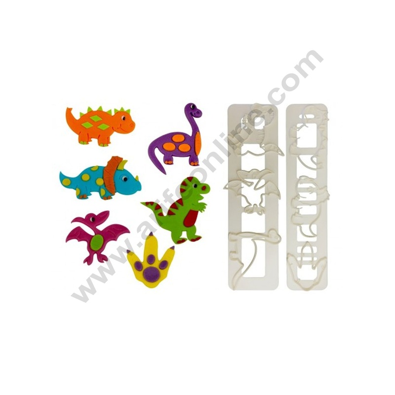 Cake Decor 2 Pcs Cute Dinosaur Theme Tappet Cutter Plastic Fondant Cutter Gumpaste Cutter