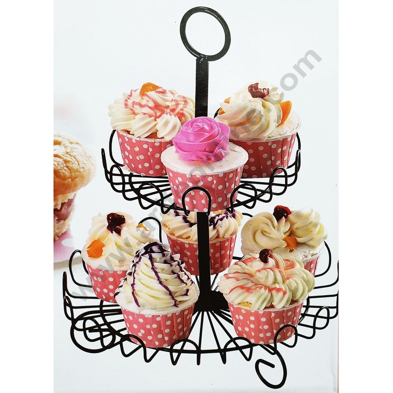 Cake Decor 2 Tier Cup cake Stand Wired White 8 Cupcake Holder