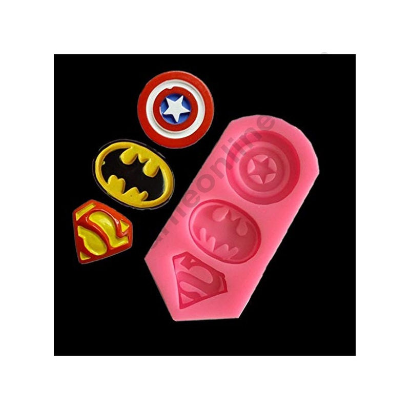 Cake Decor 3 Cavity Captain America Superman Batman Fondant Marzipan Mould