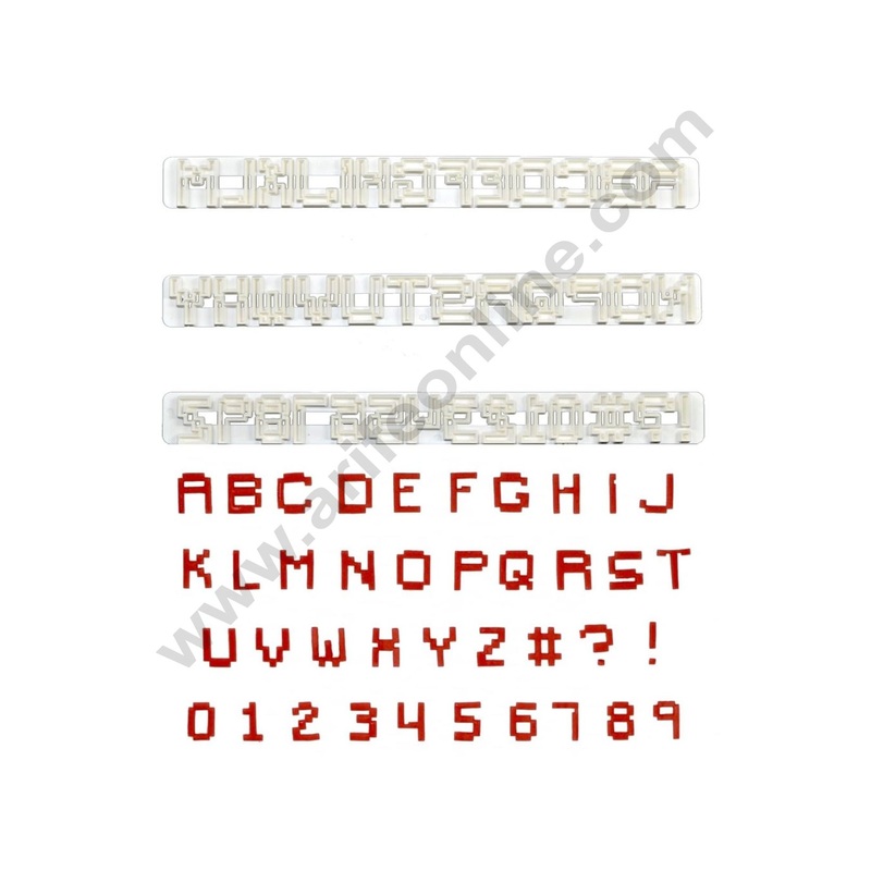 Cake Decor 3 Pcs Pixel Alphabet and Number  Set Theme Tappet Cutter Plastic Fondant Cutter Gumpaste Cutter
