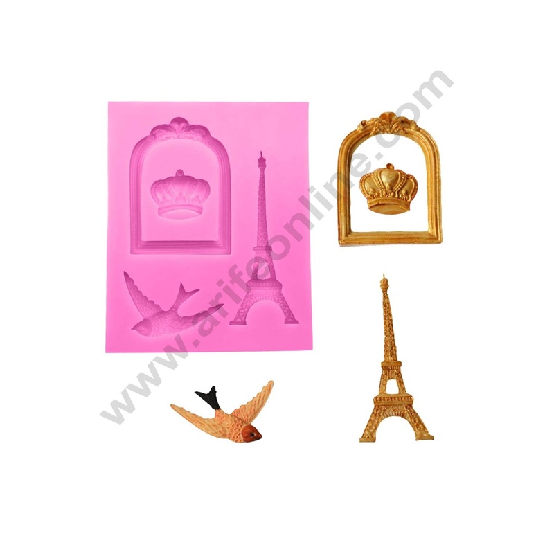 Cake Decor 4 Cavity Eiffel Tower Crown Bird Fondant Marzipan Mould