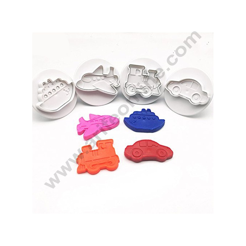 Cake Decor 4pcs Transportation Vehicles Shape Cake Plunger Cutters Fondant Tool