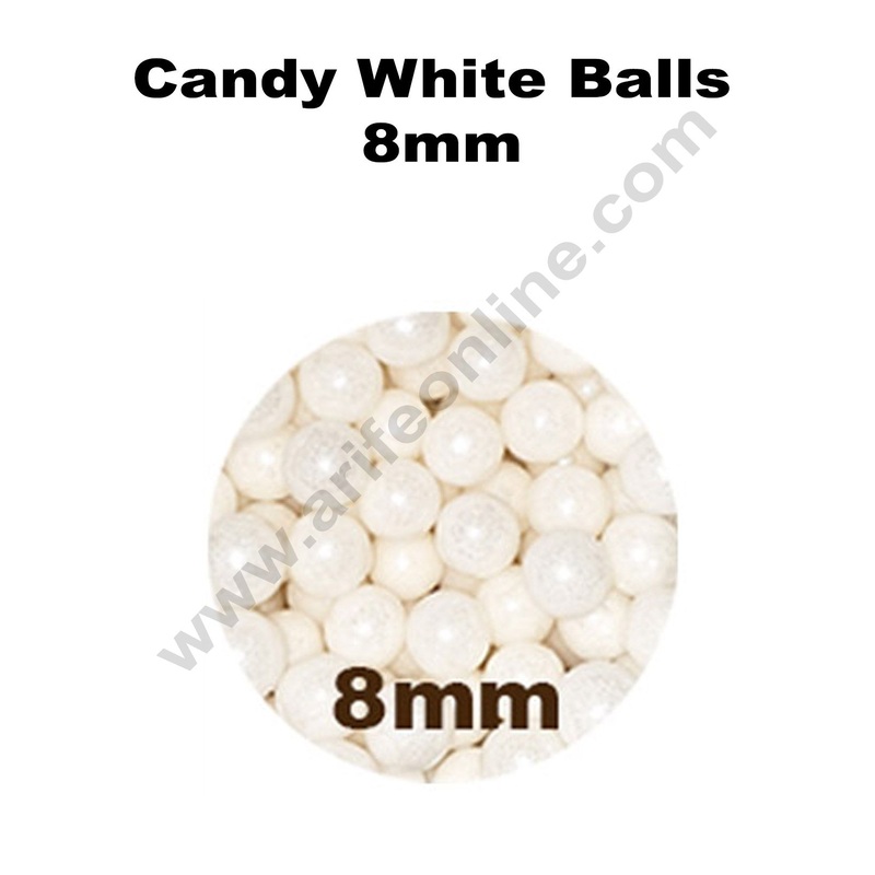 Cake Decor Balls Sugar Candy - White 8 mm - 100 gm