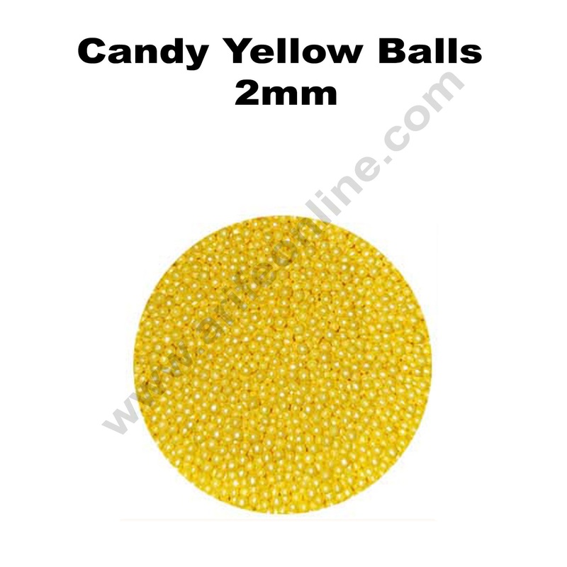Cake Decor Balls Sugar Candy - Yellow 2 mm