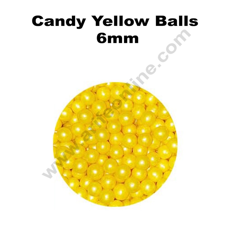 Cake Decor Balls Sugar Candy - Yellow 6 mm