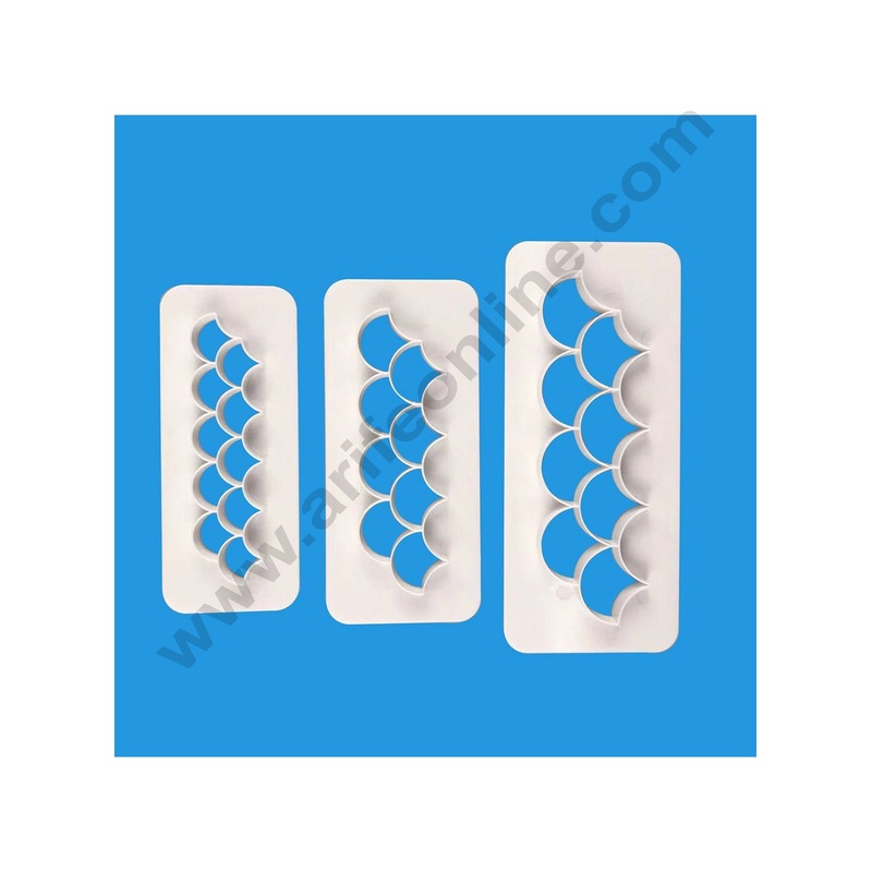 Cake Decor Geometric Multi Cutters Cake Design -  Fish Scale  - Small, Medium & Large Size, Set of 3