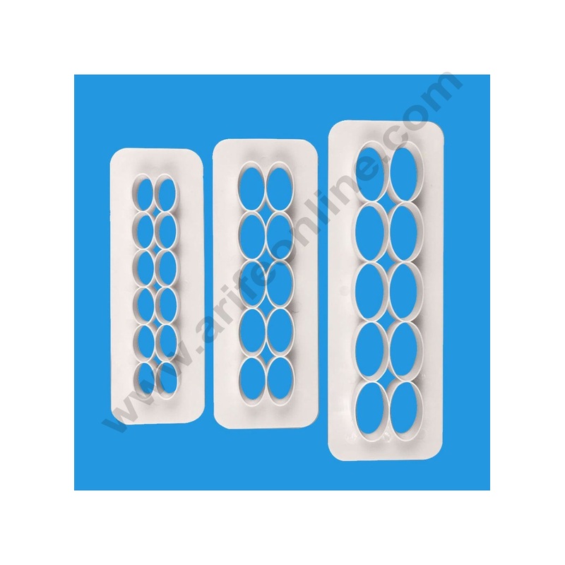 Cake Decor Geometric Multi Cutters Cake Design - Oval - Small, Medium & Large Size, Set of 3
