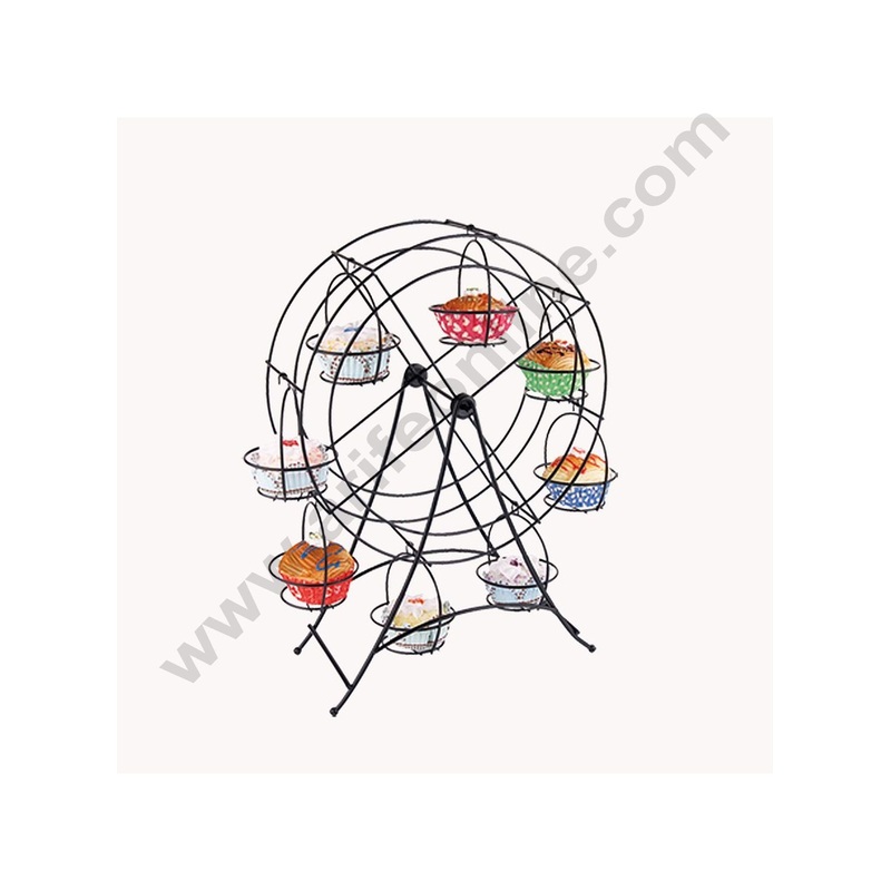 Cake Decor Metal Cupcake Stand Ferris Wheel 8 cupcake holder Black