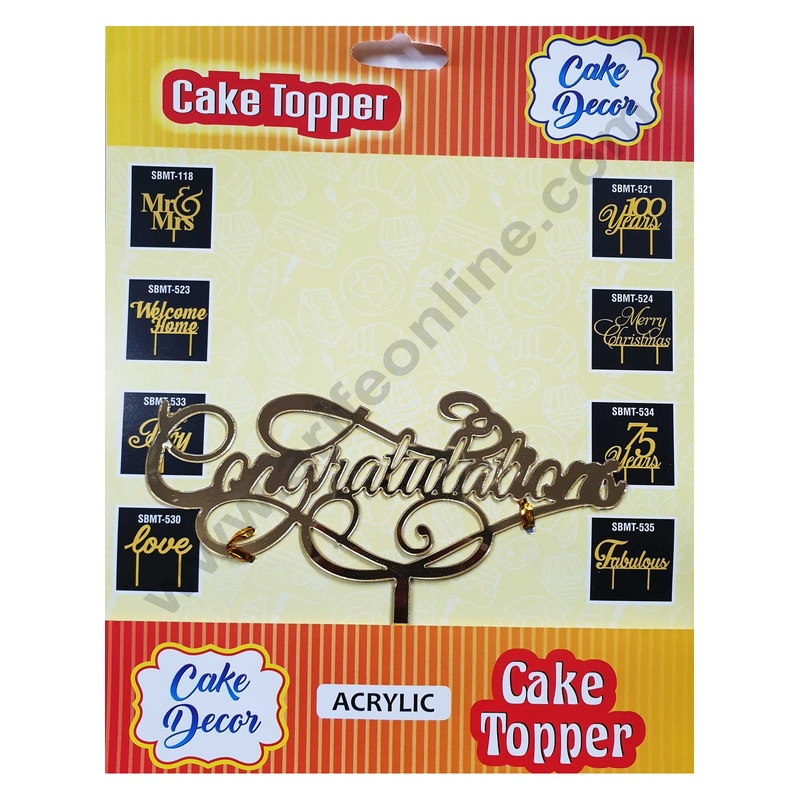 Cake Decor Mirror Finishing Acrylic Cake Topper Congratulations SBMT-610