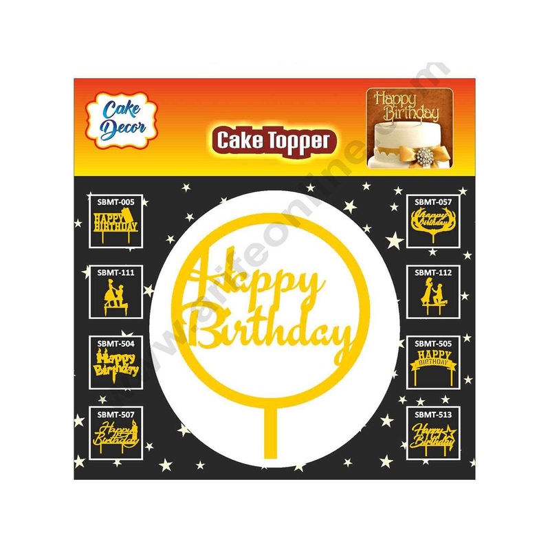 Cake Decor Mirror Finishing Acrylic Cake Topper Happy Birthday Round (SBMT-807)