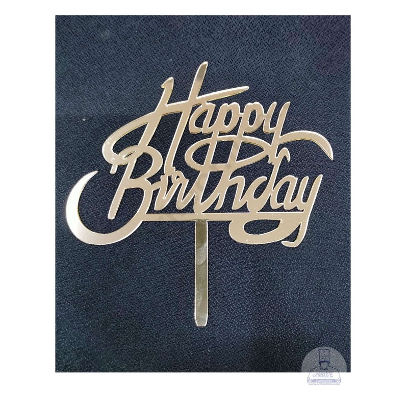 Cake Decor Mirror Finishing Acrylic Cake Topper Happy Birthday SBMT-507-1