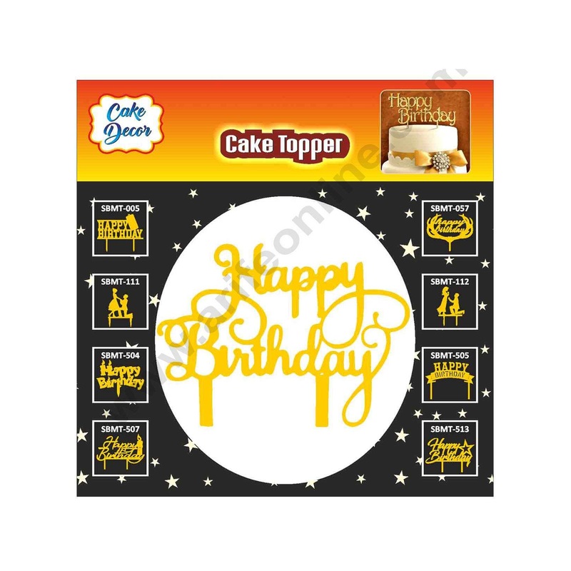 Cake Decor Mirror Finishing Acrylic Cake Topper Happy Birthday (SBMT-808)