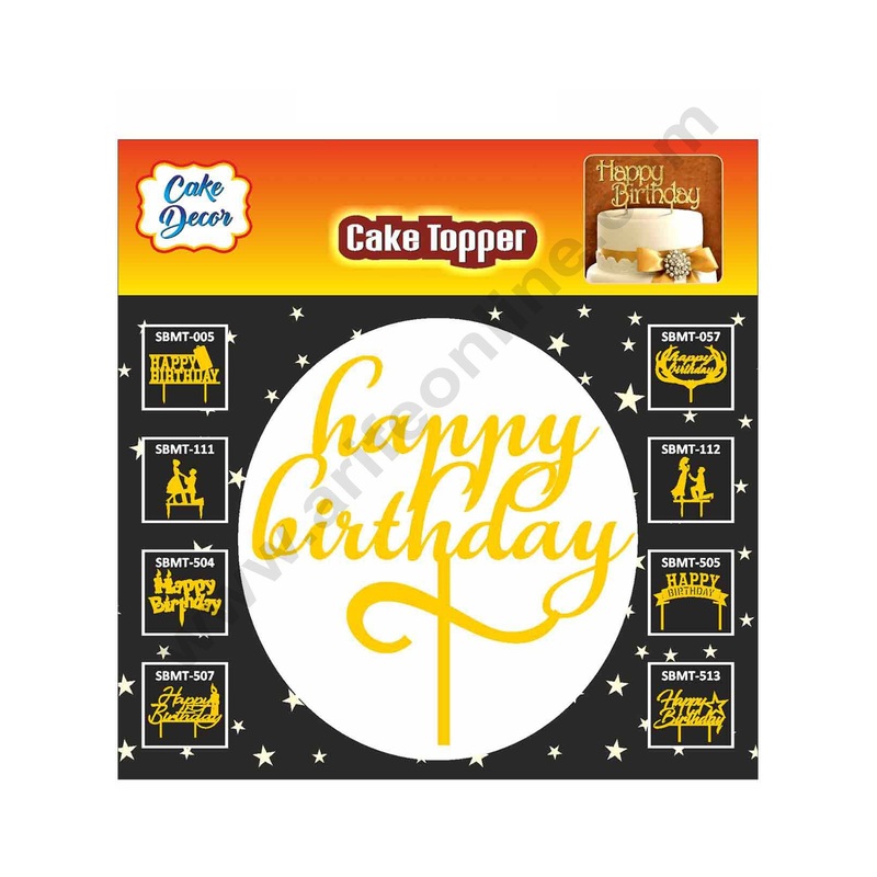 Cake Decor Mirror Finishing Acrylic Cake Topper Happy Birthday SBMT-815