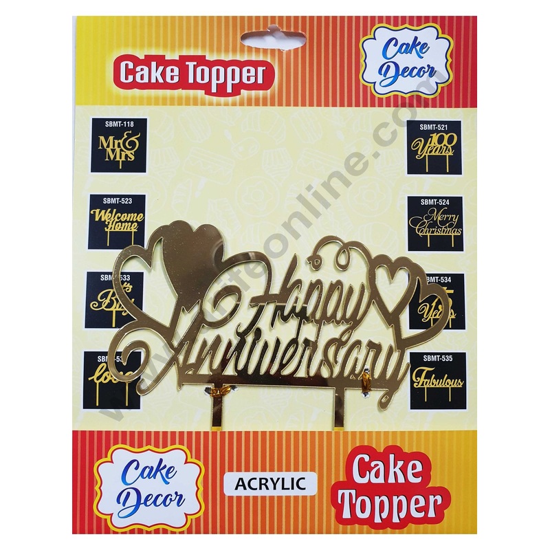 Cake Decor Mirror Finshing Acrylic Cake Topper Happy Anniversary