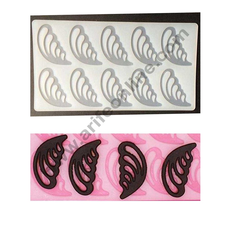Cake Decor Silicon 10 in 1 Butterfly Wings Shape Chocolate Garnishing Mould Cake Insert Decoration Mould