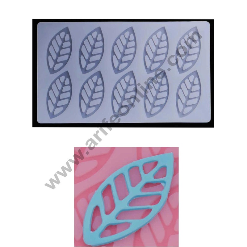 Cake Decor Silicon 10 in 1 Leaf Shape Chocolate Garnishing Mould Cake Insert Decoration Mould