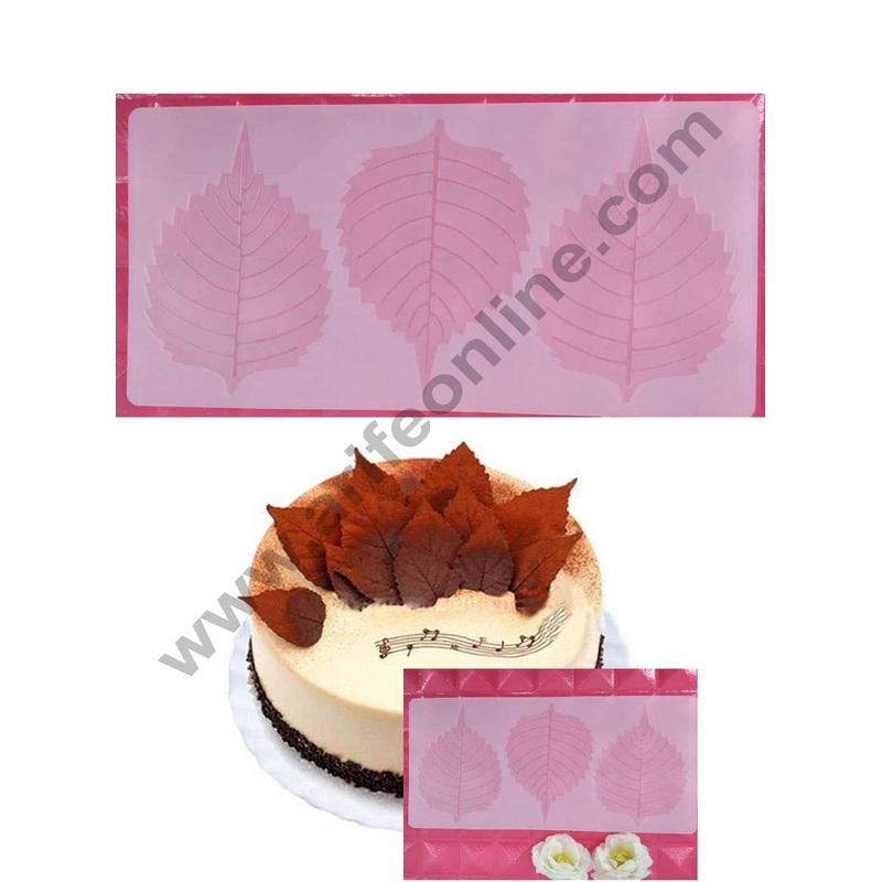 Cake Decor Silicon 3 in 1 Leaf Shape Chocolate Garnishing Mould Cake Insert Decoration Mould