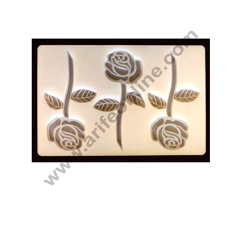 Cake Decor Silicon 3 in 1 Rose Flower Shape Chocolate Garnishing Mould Cake Insert Decoration Mould