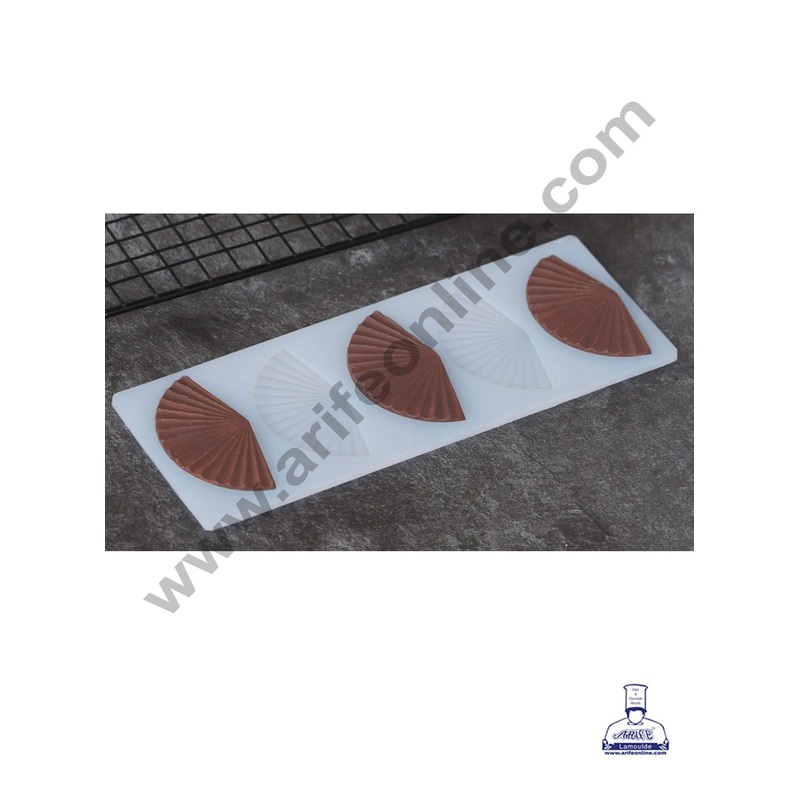 Cake Decor Silicon 5 in 1 Fan Shape Chocolate Garnishing Mould Cake Insert Decoration Mould