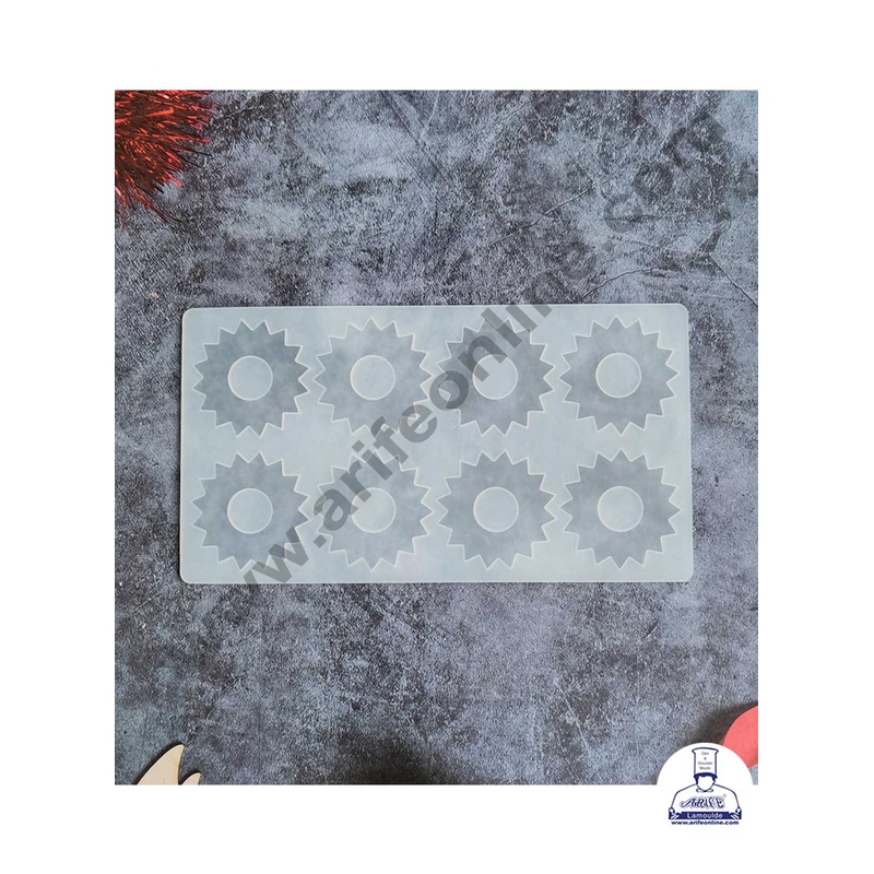 CAKE DECOR Silicon 8 in 1 Round Shape Chocolate Garnishing Mould Cake Insert Decoration Mould