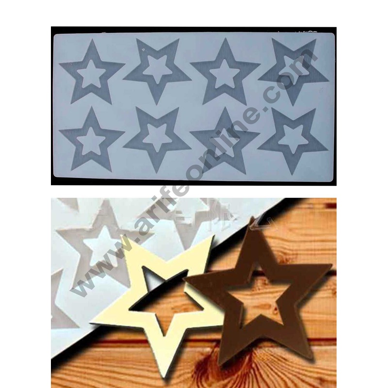 Cake Decor Silicon 8 in 1 Star Shape Chocolate Garnishing Mould Cake Insert Decoration Mould