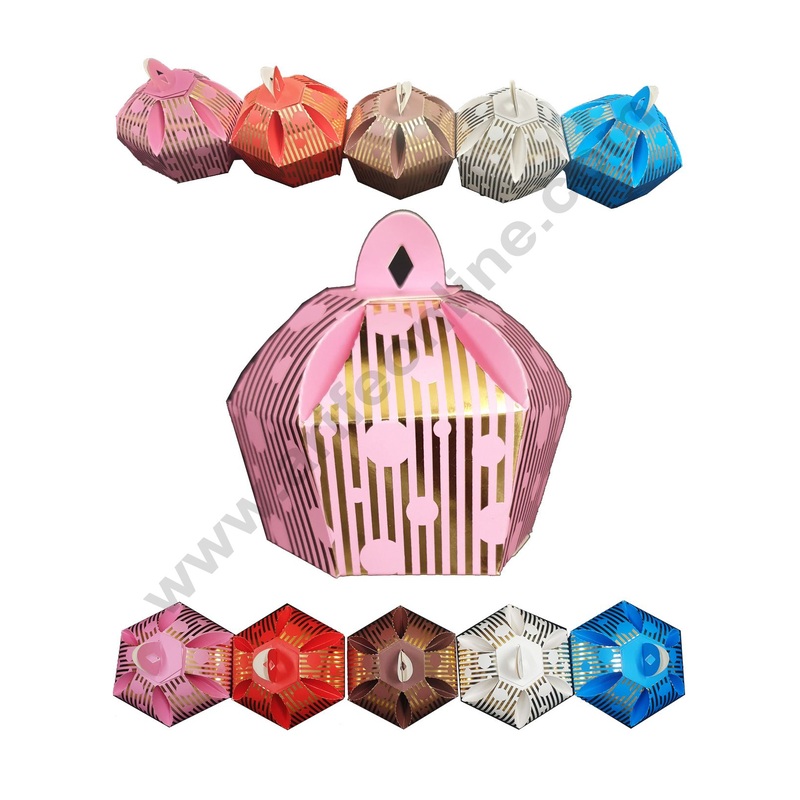 Cake Decor Small Cardboard Paper Chocolate Boxes Candy Boxes Chocolate Gift Sweet box Dry Fruits Cupcake Shape (Pack of 10pcs)
