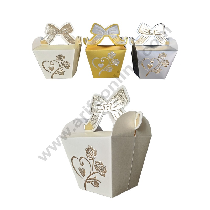 Cake Decor Small Cardboard Paper Chocolate Boxes Candy Boxes Chocolate Gift Sweet box Dry Fruits Purse with Bow (Pack of 10pcs)