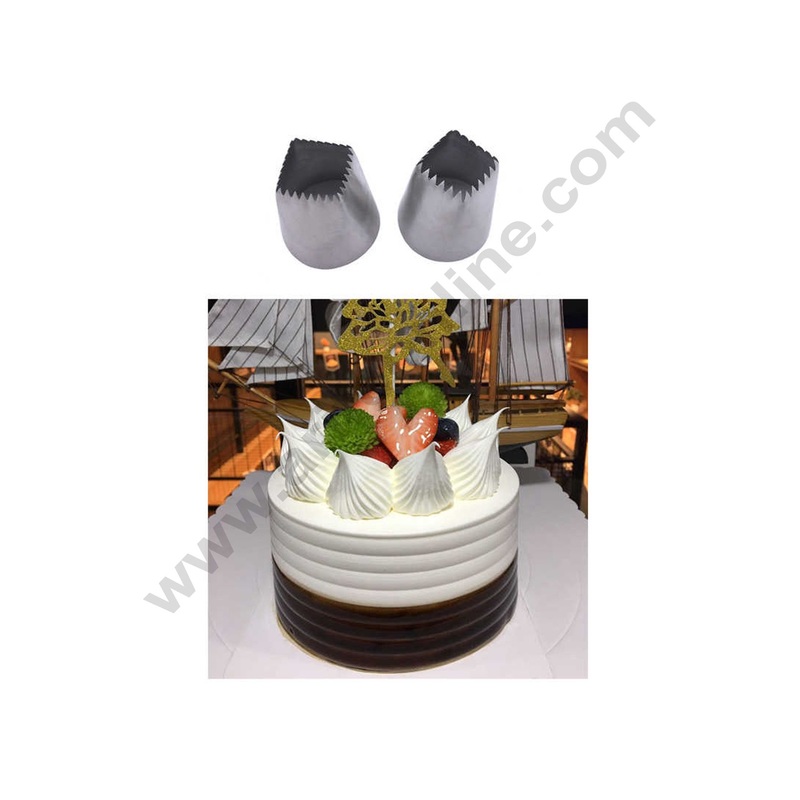 Cake Decor Stainless Steel Large Size Square Nozzle Icing Piping Nozzles Cake Decorating Pastry Tip Set of 2 Pcs
