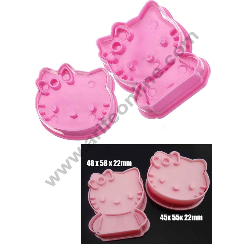 Cake Decor 2pcs Hello Kitty & Face Pull Press Cookie Cutter Cake Fondant Tool