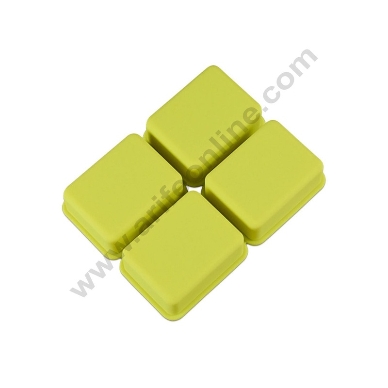 Cake Decor 4 Cavity Rectangle Curved Edges Silicone moulds for Soaps Jelly Desserts