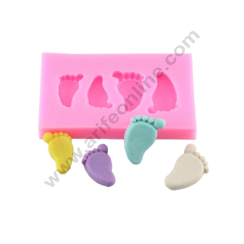 Cake Decor 4 Cavity Silicon Baby Feet Shaped Fondant Marzipan Mould