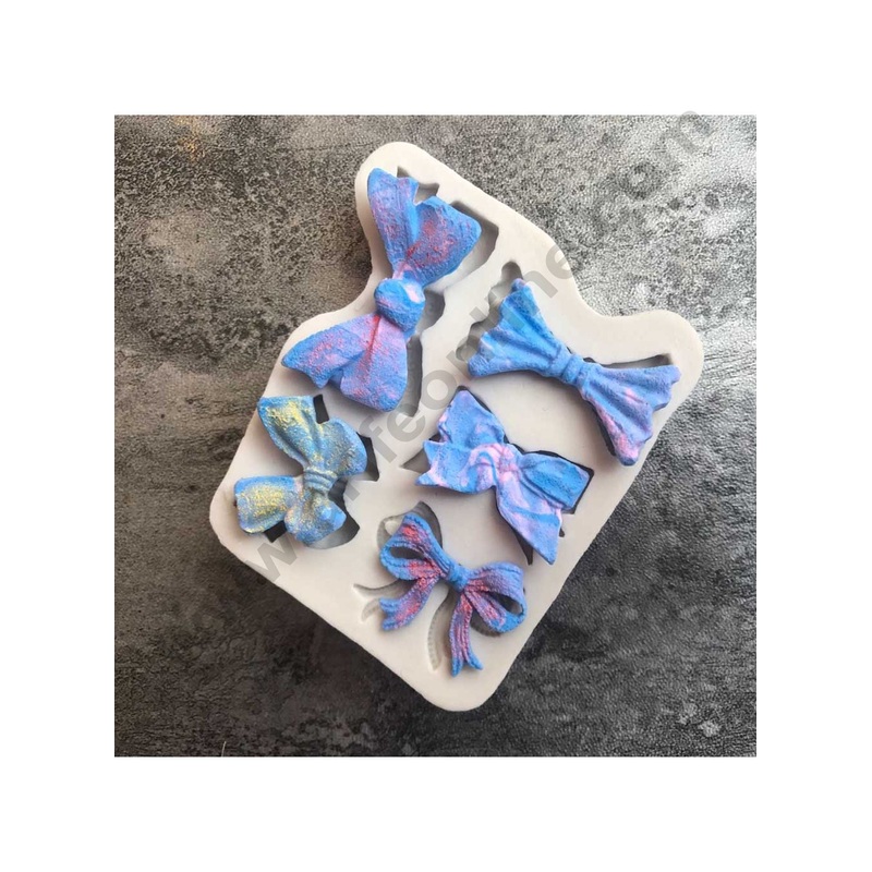 Cake Decor 5 Cavity Silicon Bow Tie Shaped Fondant Marzipan Mould
