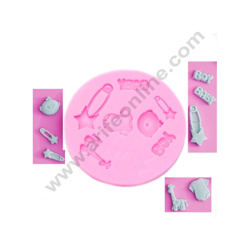 Cake Decor 7 Cavity Silicon Boy and Baby Shower Theme Fondant Marzipan Mould