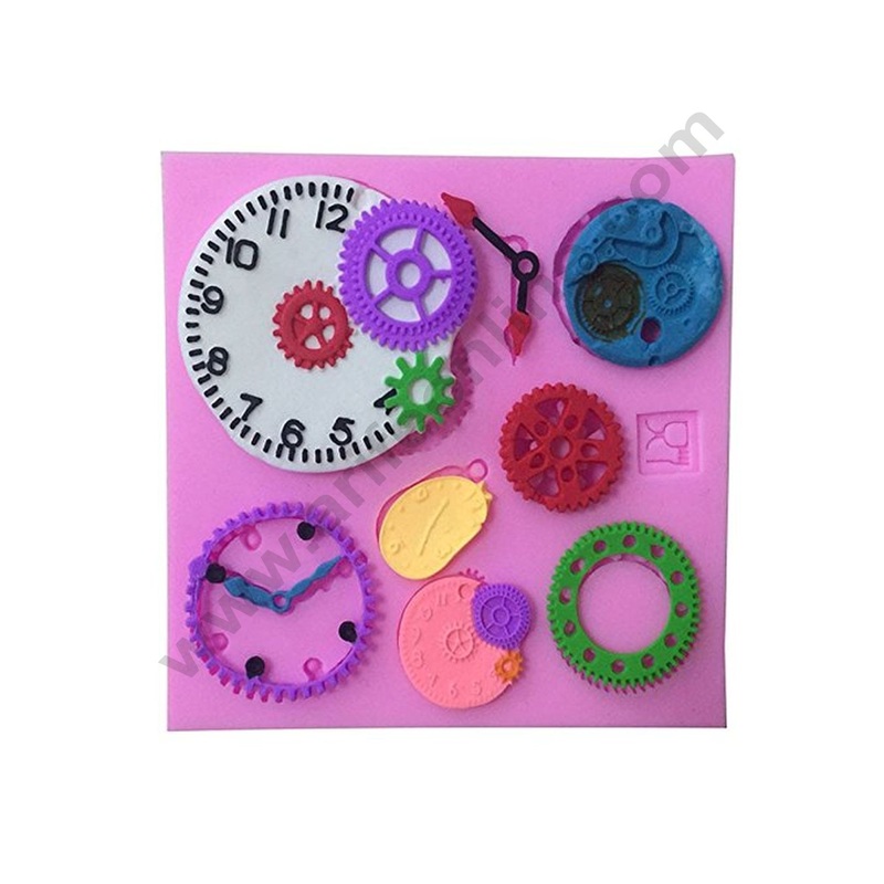 Cake Decor 8 Cavity Silicon Steampunk Watch Clocks Gear Fondant Marzipan Mould
