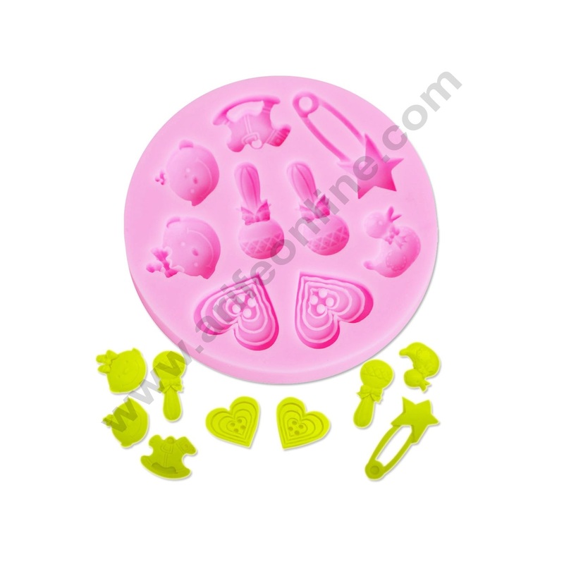 Cake Decor 9 Cavity Silicon Heart Microphone love pin duck Baby head Fondant Marzipan Mould