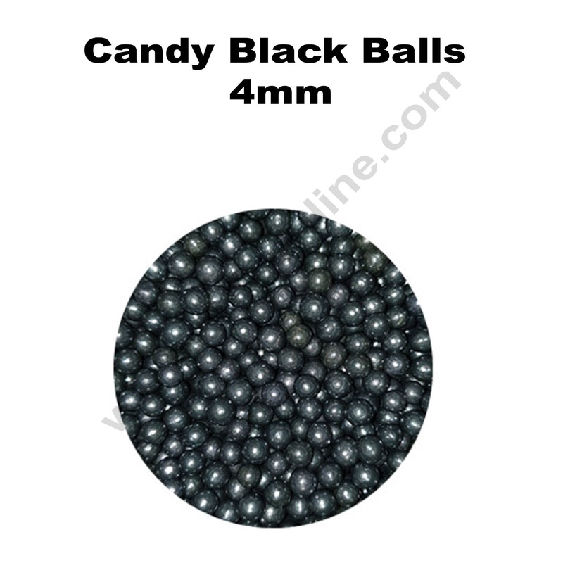 Cake Decor Balls Sugar Candy - Black 4 mm